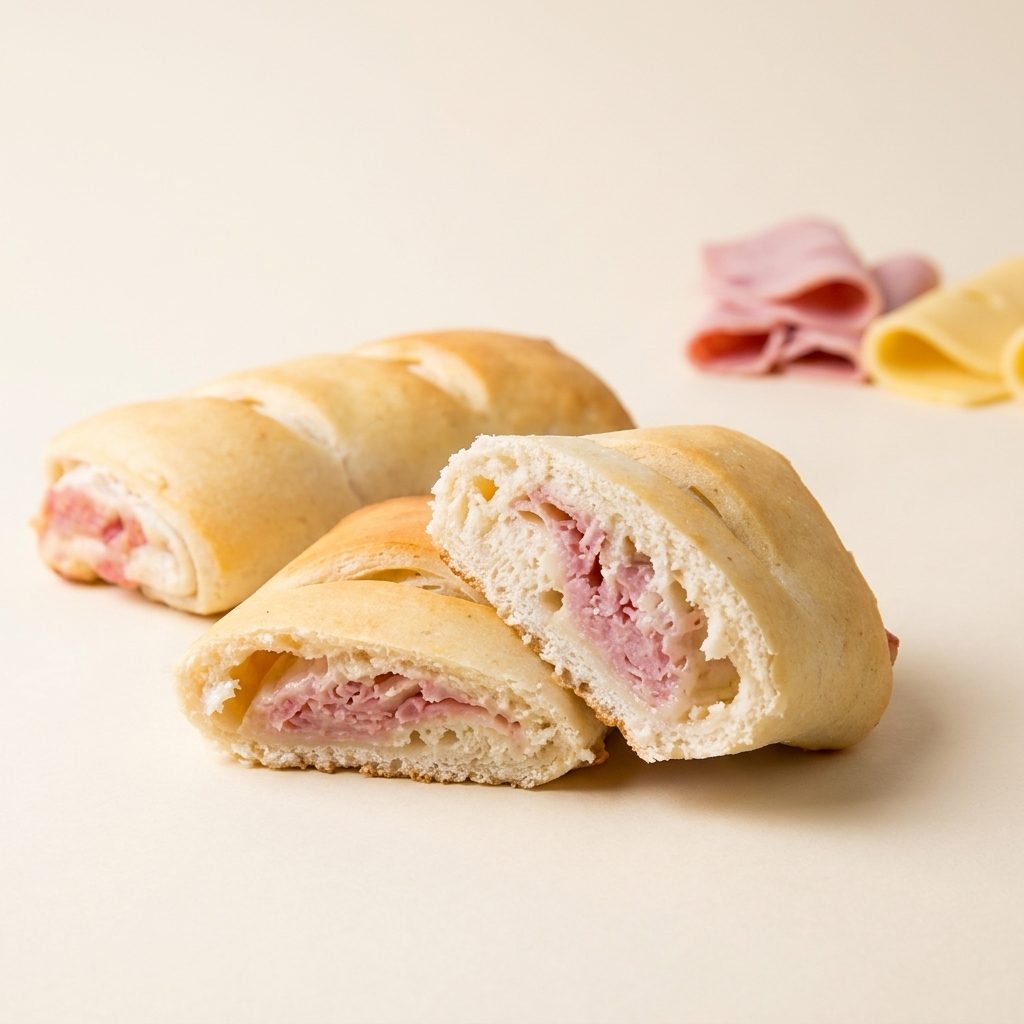 Baguete Folhada de Presunto e Queijo